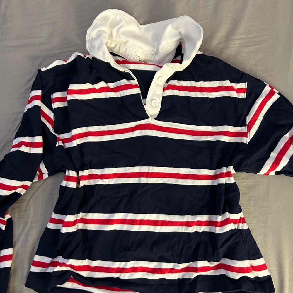Brandy Melville Striped Collared Cropped long sleeve